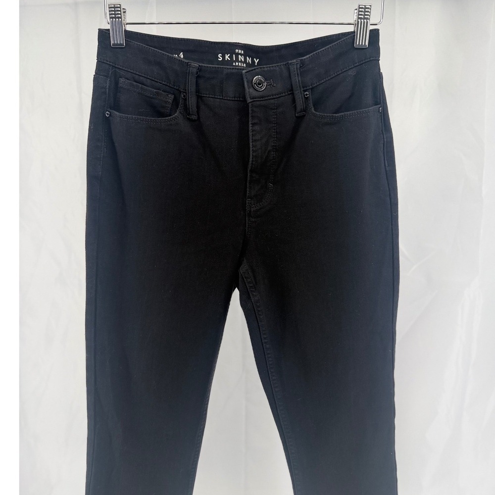 White House Black Market The Skinny Ankle Jeans Black Mid Rise Stretch Size 4 - Picture 3 of 11